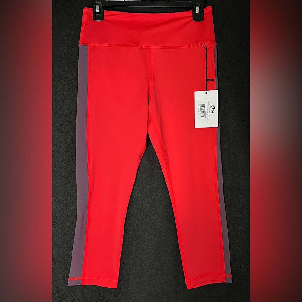 Zyia Red Royalty Strip Light n
Tight Hi-Rise Capri 20" (Sz 8-10)